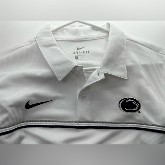 Nike Penn State Men Size Medium Polo Shirt White PSU DriFit OnField CN7861-100 - Picture 6 of 9